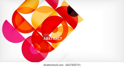 Bright overlapping circles create dynamic abstract composition. Vivid colors, gradients, modern design elements present.