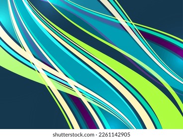 Bright overlapping flowing stripes and lines. Modern design. Vector illustration