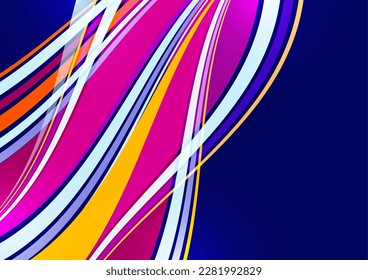 Bright overlapping flowing stripes and lines. Modern design. Vector illustration