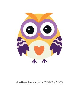 Bright owl on a white background. Vector isolated icon