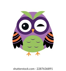 Bright owl on a white background. Vector isolated icon