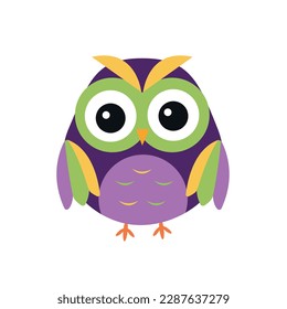 Bright owl on a white background. Vector isolated icon