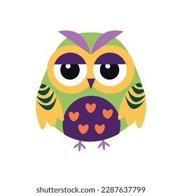 Bright owl on a white background. Vector isolated icon