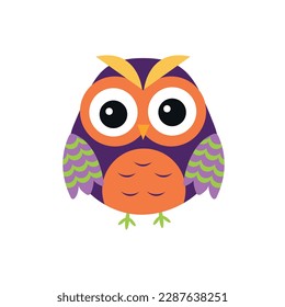Bright owl on a white background. Vector isolated icon