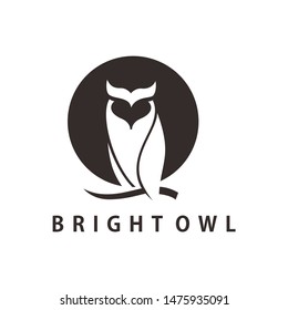 bright owl silhouette logo vector