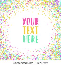 Bright paint drops card template. Can be used for flyer, poster design. Vector, editable