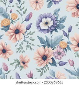 Bright painted flowers ~ seamless vector background