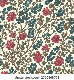 Bright painted flowers ~ seamless vector background