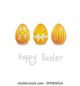 bright painted yellow eggs on the white background