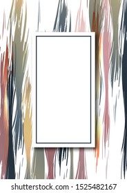 Bright paints, ink brush stroke, lines, textures. White background. Artistic design element, box, frame or background for text. Vector illustration.