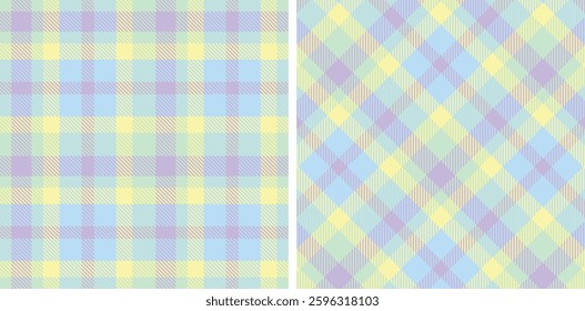 Bright Pale Turquoise and Smoky Light Violet Seamless Tartan Fabric Design