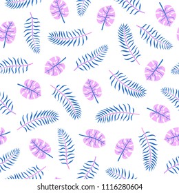 Bright palm leaves. Vector seamless pattern