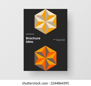 Bright pamphlet vector design concept. Unique geometric tiles company cover illustration.