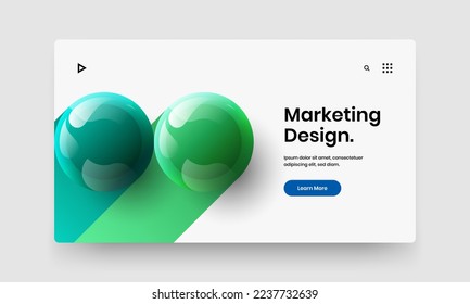 Bright pamphlet vector design illustration. Abstract 3D balls front page layout.