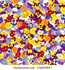 bright pansy flowers multicolored small flowers seamless pattern textile