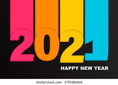 Bright paper banner for 2021 new year in origami style for your seasonal holidays flyers, greetings and invitations, congratulations and cards. Vector illustration.