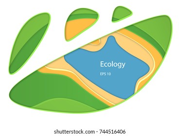 Bright paper cut background. Eco concept.  Vector design layout for banner,  posters, invitations and card.