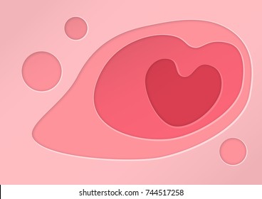 Bright paper cut background. Hart concept. Vector design layout for banner, posters and invitations.