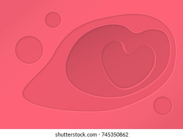 Bright paper cut background. Hart concept. Vector design layout for banner, posters and invitations.