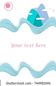 Bright paper cut background. Mountains concept.  Vector illustration.