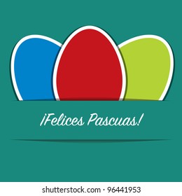 Bright paper cut out Spanish Happy Easter card in vector format.