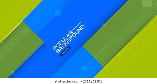 Bright papercut abstract background with gradient green square pattern on blue background combination soft color. Eps10 vector