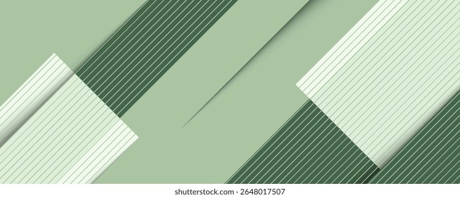 Fundo abstrato de recorte de papel brilhante com combinação de padrão quadrado verde gradiente cor suave no fundo. Vetor Eps10