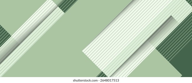 Fundo abstrato de recorte de papel brilhante com combinação de padrão quadrado verde gradiente cor suave no fundo. Vetor Eps10