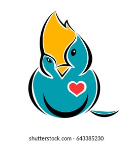 Bright Parrot Bird in Love
