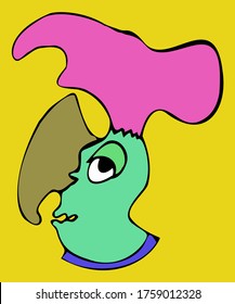 A bright parrot with a discontented expression on its face