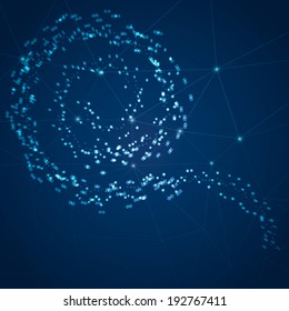 Bright particle fly abstract background. Vector illustration