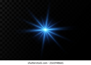 Bright particles, burning blue lights, stars, lasers. Vector.