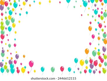 Bright Party Ballon Vector  White Background. Holiday Balloon Texture. Cute Flying Illustration. Multicolor Fun Baloon Wallpaper.