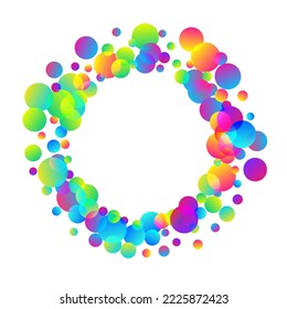 Ilustración vectorial de confetti de fiesta brillante. Elementos redondos arcoiris vectores de año nuevo. Sorpresa estalló el confetti volador. Fondo de decoración de eventos de premios. Piezas al azar.