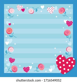 Bright party designs in cute hand drawn style with flowers, hearts and hand painted textures. Good for greeting cards and invitations, posters, birthday cards and save the date cards. Floral layout.
