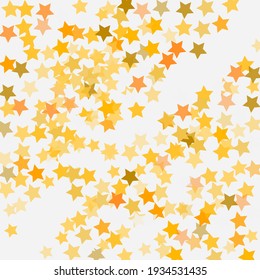 Bright Party Modern Night Background. Simple Sky Seamless Vector. White Rich Orange Pastel Luxury Yellow Bohemian Holiday Stars Sparkle Illustration. Christmas Magic Geometrical Shape Backdrop.