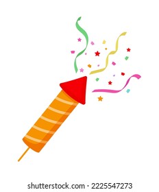 bright party popper with confetti	