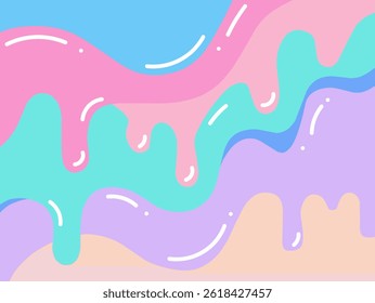 A bright pastel color abstract background template featuring smooth, melted flowing shapes reminiscent of dripping or melting ice cream.