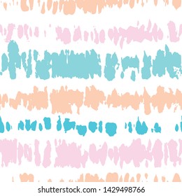 Bright Pastel Colored Tie-Dye Shibori Stripes on White Textured Background Vector Seamless Pattern. Perfect for Spring-Summer Textiles, Stationery