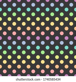 Bright pastel colors polka dot seamless pattern. Vector illustration.