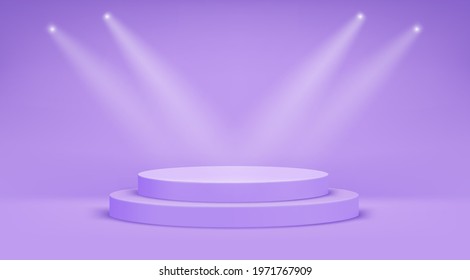 Bright pastel violet studio with circle stair