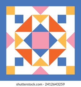 Bright patchwork block template. Vector illustration.