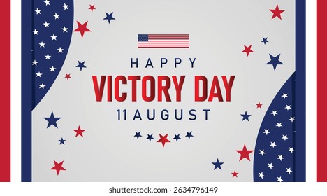 bright patriotic victory day card with red white blue palette and waving flag corners