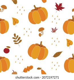 Bright pattern with autumn motives isolated on white background