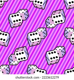 Bright pattern for a board game of dice in the style of pop art for print and design. Vector illustration.