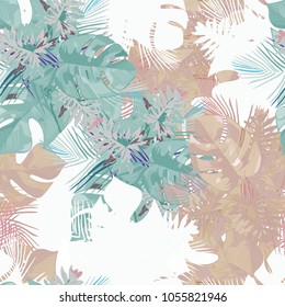 bright pattern with a bouquet of tropical leaves