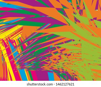 Bright pattern with chaotic zigzag lines and geometric shapes. Digital graffiti. Vector illustration