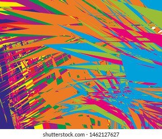 Bright pattern with chaotic zigzag lines and geometric shapes. Digital graffiti. Vector illustration