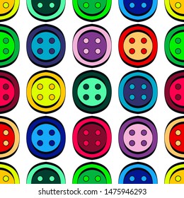 Bright pattern with colorful buttons on a white background.