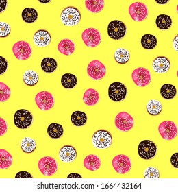 Patrón luminoso de donuts coloridos